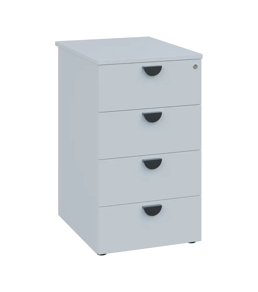 TKC - 61 kontejner přístavný, 4-zásuvkový, deska 18 mm, centrální zámek, bílá